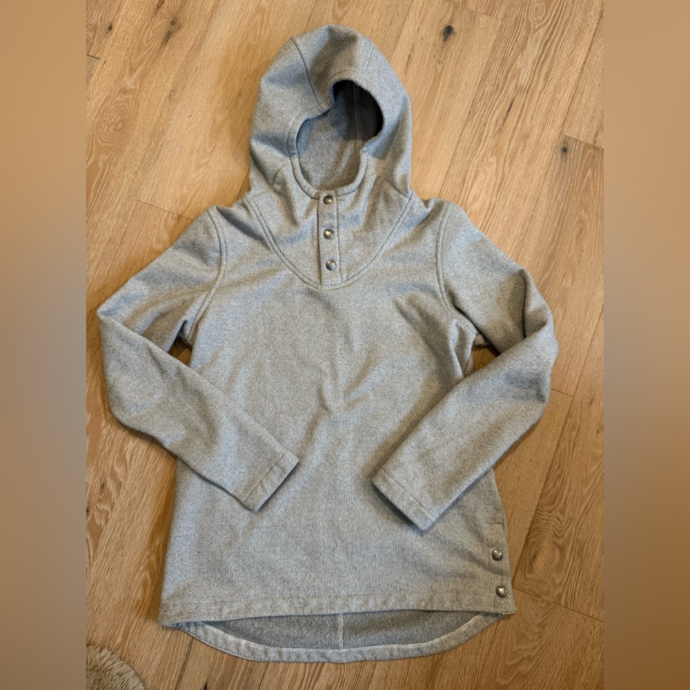 The North Face Gray Hooded Pullover with Button Accents - Sz M